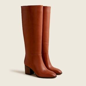 J Crew Sadie Knee High Boots In Leather BA567 rich oak